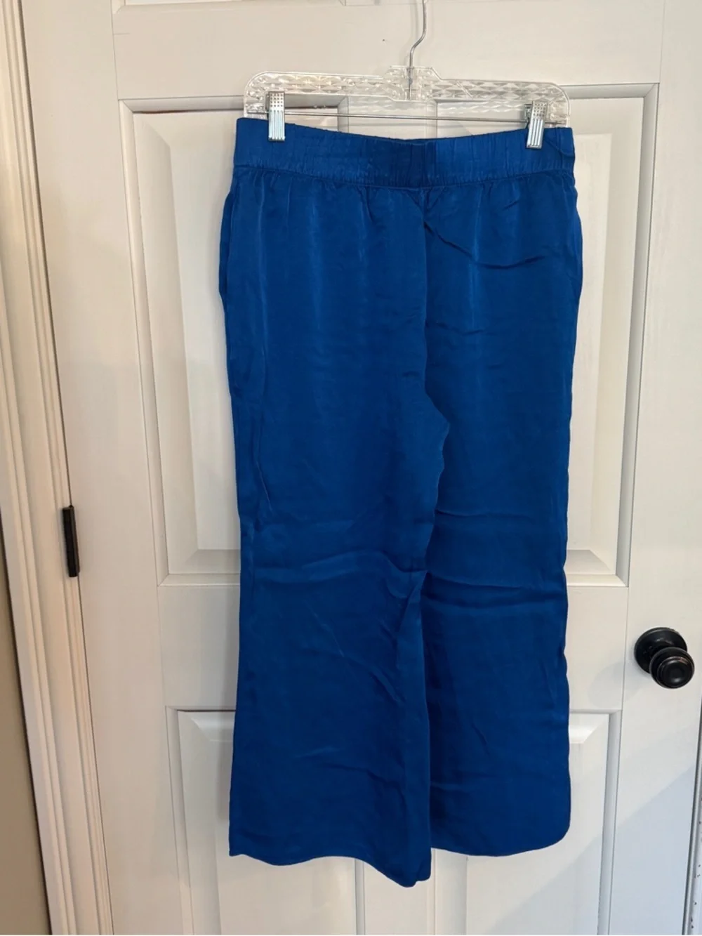 J.Crew Blue Wide Leg Pull-On Pants Size 8 Elastic Waist Casual 25359